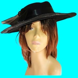 DEBORAH NEW‎ YORK BLACK CHURCH TEA VINTAGE HAT